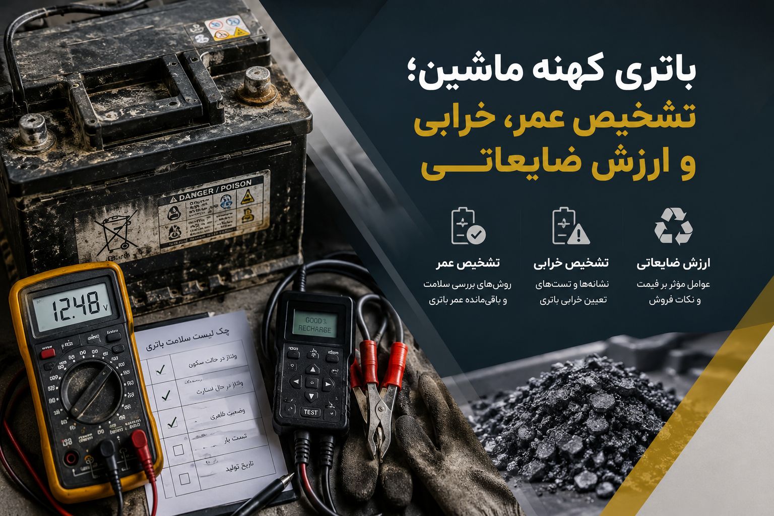 باطری کهنه ماشین؛ تشخیص عمر، خرابی و ارزش ضایعاتی