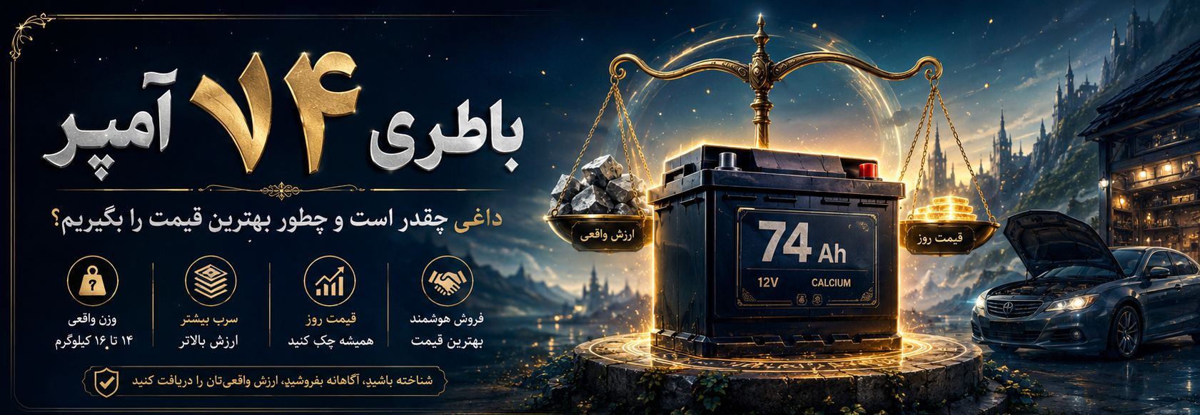 باطری ۷۴ آمپر فرسوده؛ داغی، وزن و بهترین قیمت فروش